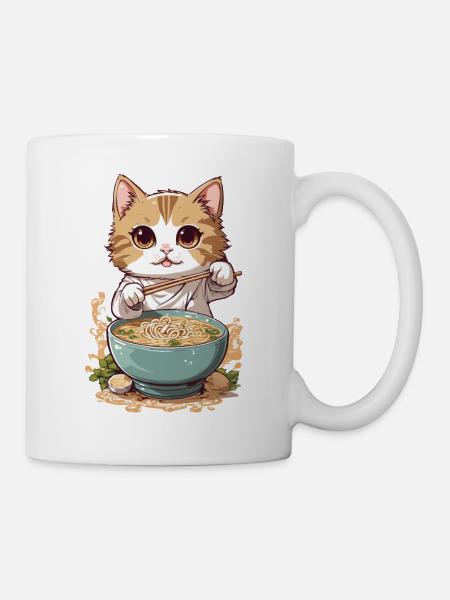 Katze Liebt Ramen Japanische Kultur Style - Tasse - Weiß