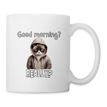 Tired cat for late risers and morning grouches - Mug - white - Right