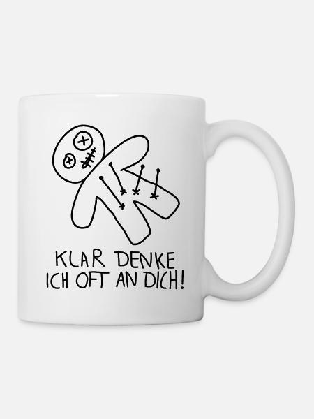 Klar denke ich oft an dich Voodoo Puppe Misanthrop - Tasse - Weiß
