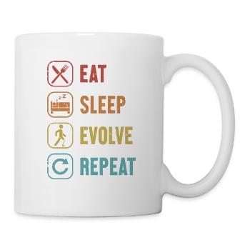 Eat Sleep Evolve Wiederholung Prothesen-Gliedmaßen-Benutzer Bein - Tasse - Weiß - Rechts