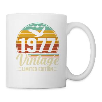 1977 Vintage Geburtstag Retro Design - Tasse - Weiß - Rechts
