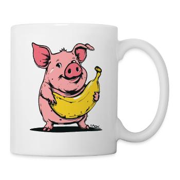 Cochon banane mignon et drôle - Mug blanc - blanc - Droite