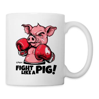 Battez-vous comme un cochon : cochon boxeur - Mug blanc - blanc - Droite
