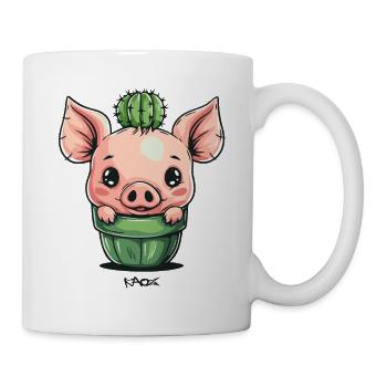 Niedliches Kaktus Schweinchen - Tasse - Weiß - Rechts