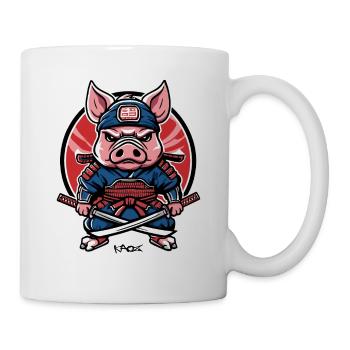 Cochon samouraï japonais - Mug blanc - blanc - Droite