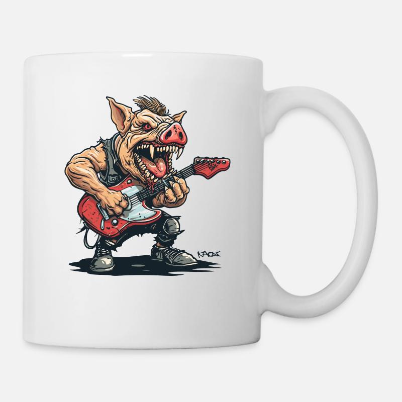 Punk Rock Musique Guitare Cochon - Mug blanc - blanc