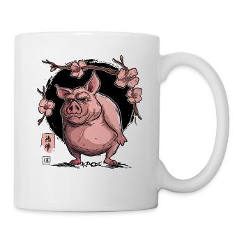 Japon Sakura Cochon en fleurs de cerisier - Mug blanc - blanc - Droite