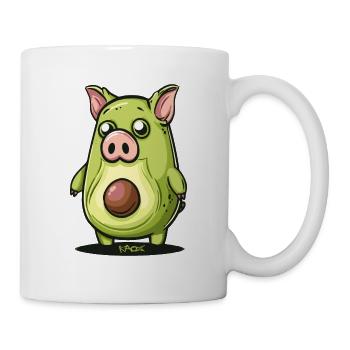 Cartoon of a funny cute avocado pig - Mug - white - Right