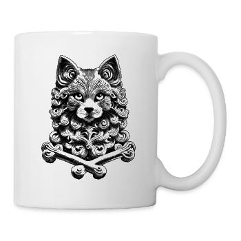 Punk Fantasy: Fabelwesen & Totenkopf Shirt - Tasse - Weiß - Rechts