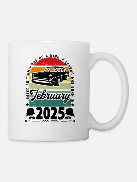 Anniversaire février 2025, Vintage février 2025. - Mug blanc - blanc