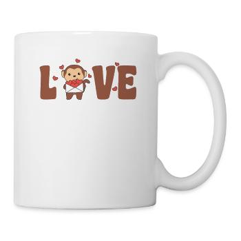 Singe pour la Saint-Valentin Animaux mignons avec des cœurs d’amour - Mug blanc - blanc - Droite