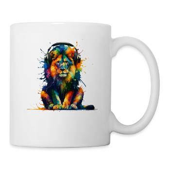 Splash Art Headphones Lions Wildlife Safari Zoo - Mug - white - Right
