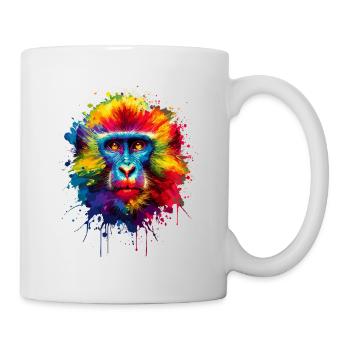Bunte Splash Art Affe Liebhaber Affe Schimpanse - Tasse - Weiß - Rechts