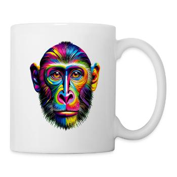 Bunte Pop Art Affenliebhaber Affe Schimpanse - Tasse - Weiß - Rechts