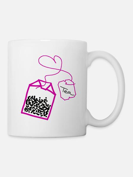 Teebeutel im Herz pink - Tasse - Weiß