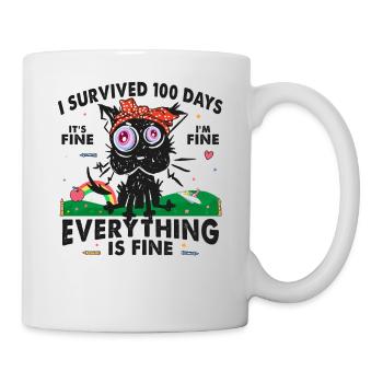 100 Tage Schulkatze ES IST IN ORDNUNG, MIR GEHT ES GUT - Tasse - Weiß - Rechts