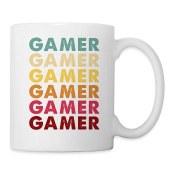 Lustiges Vintage Videospiel Shirt Retro GAMER Herren - Tasse - Weiß - Rechts