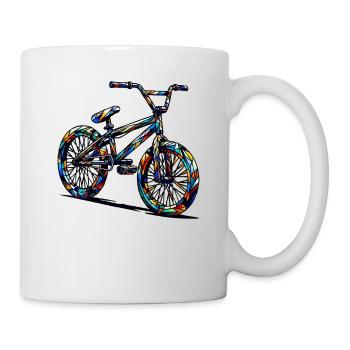 Polygon Art Fahrrad Motocross BMX Fahrer - Tasse - Weiß - Rechts