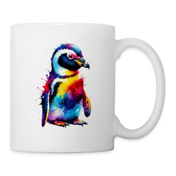 Splash Art coloré pingouin amant pingouins - Mug blanc - blanc - Droite
