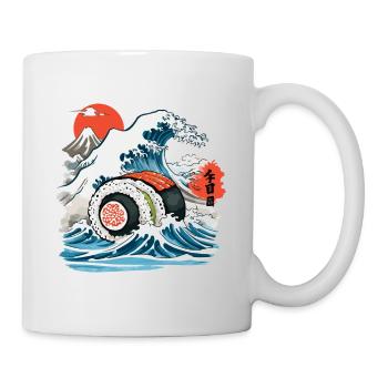 Japanische Sushi Rolle Vintage Ukiyo-E Design - Tasse - Weiß - Rechts