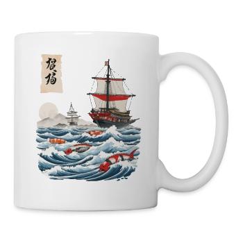 Sushi Ukiyo-E Japon Pêche Design Esthétique - Mug blanc - blanc - Droite