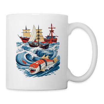 Lustige Sushi Fantasy Vintage Japan Aesthetic - Tasse - Weiß - Rechts