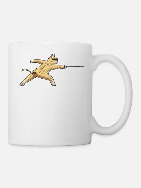 Fechten Katze Fechter degenkämpferfechter - Tasse - Weiß