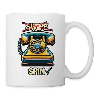 Retro-Vintage-Wählscheibentelefon Lebendige Farbe - Tasse - Weiß - Rechts