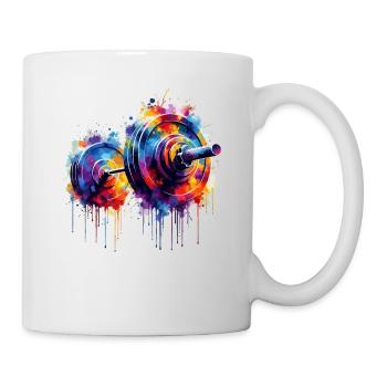 Colorful Splash Art Gewichte Gewichtheben - Tasse - Weiß - Rechts
