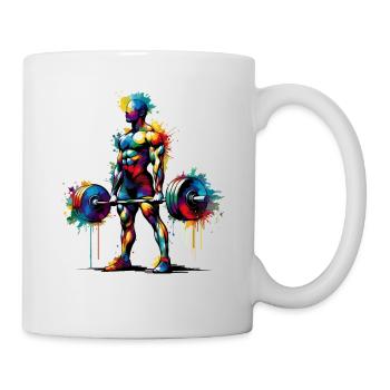 Bunte Splash Art Gewichtheber Gewichtheber Gewichte - Tasse - Weiß - Rechts