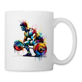 Bunte Splash Art Gewichtheber Gewichtheber Gewichte - Tasse - Weiß - Rechts