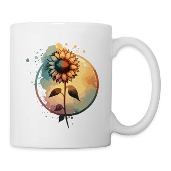 Sunflower with stem drawn - Mug - white - Right