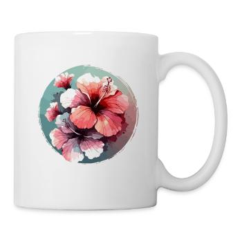 Hibiskus gezeichnet - Tasse - Weiß - Rechts