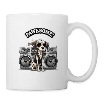 "PAWESOME!" Dalmatiner / Hund / Radio - Tasse - Weiß - Rechts