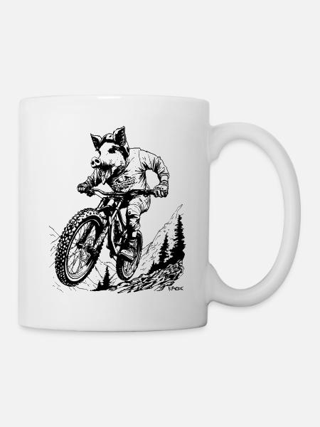 Mountainbike Fahren wie ein Schwein - Tasse - Weiß