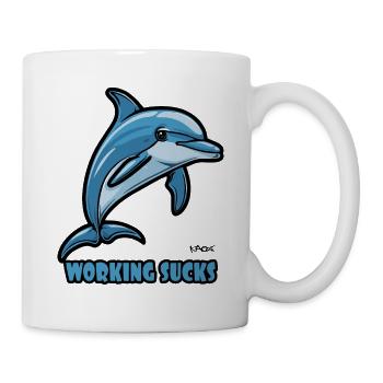 Work annoys dolphin - Mug - white - Right
