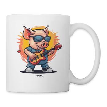 Gitarre und ein Rock Musik Schwein - Tasse - Weiß - Rechts