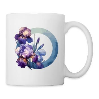 Schwertlilien gezeichnet - Tasse - Weiß - Rechts