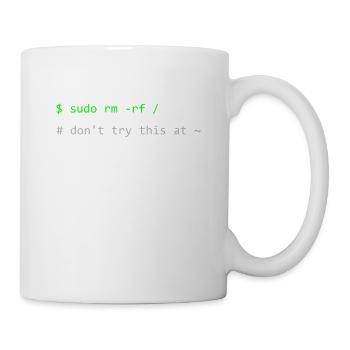 Linux joke sudo rm -rf N’essayez pas cela à la maison - Mug blanc - blanc - Droite