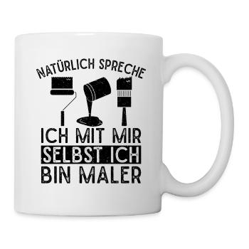 Maler Spreche Mit mir Selbst Malermeister Idee - Tasse - Weiß - Rechts