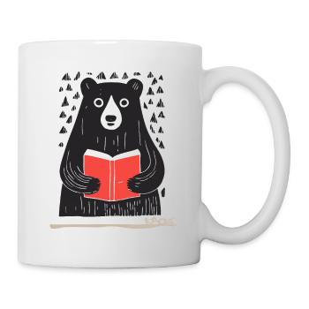Ein lesender Bär - Tasse - Weiß - Rechts
