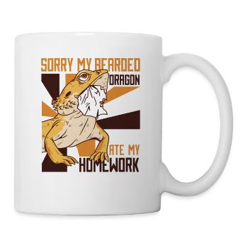 Meine Bartagame hat meine Hausaufgaben gefressen Pogona Haustier - Tasse - Weiß - Rechts