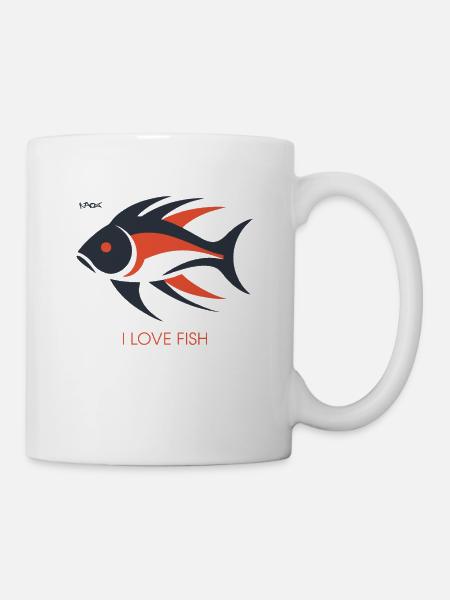 Ich liebe Fische - Tasse - Weiß