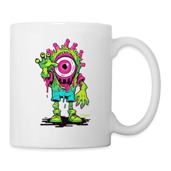 Großes Auge: Cyclop Straßen Art Alien Figur - Tasse - Weiß - Rechts