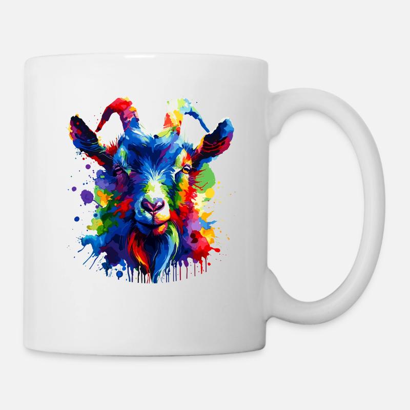 Splash Art coloré chèvres ferme Animal chèvre amant - Mug blanc - blanc