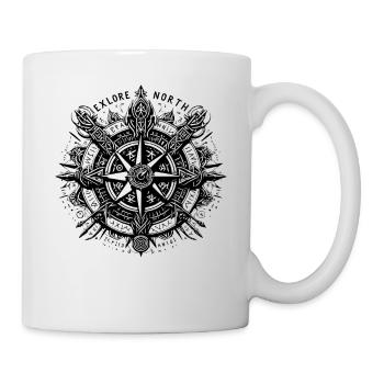 Wikinger Kompass Vegvisir Walhalla Nordisch - Tasse - Weiß - Rechts
