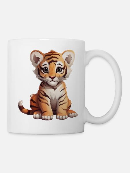 Süßer kleiner Tiger für Babys und Kinder - Tasse - Weiß