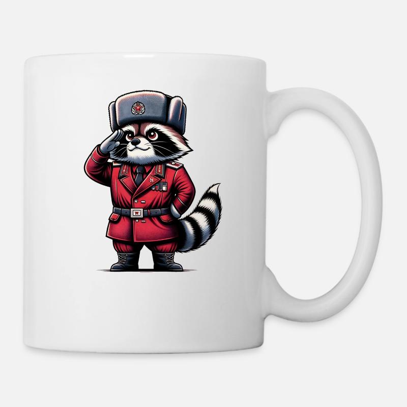 Dessin animé de raton laveur communiste - Mug blanc - blanc
