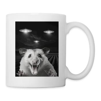 Selfie drôle d’opossum devant des ovnis Opossum OVNI - Mug blanc - blanc - Droite
