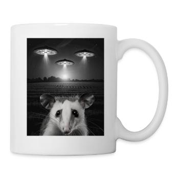 Selfie drôle d’opossum devant des ovnis Opossum OVNI - Mug blanc - blanc - Droite